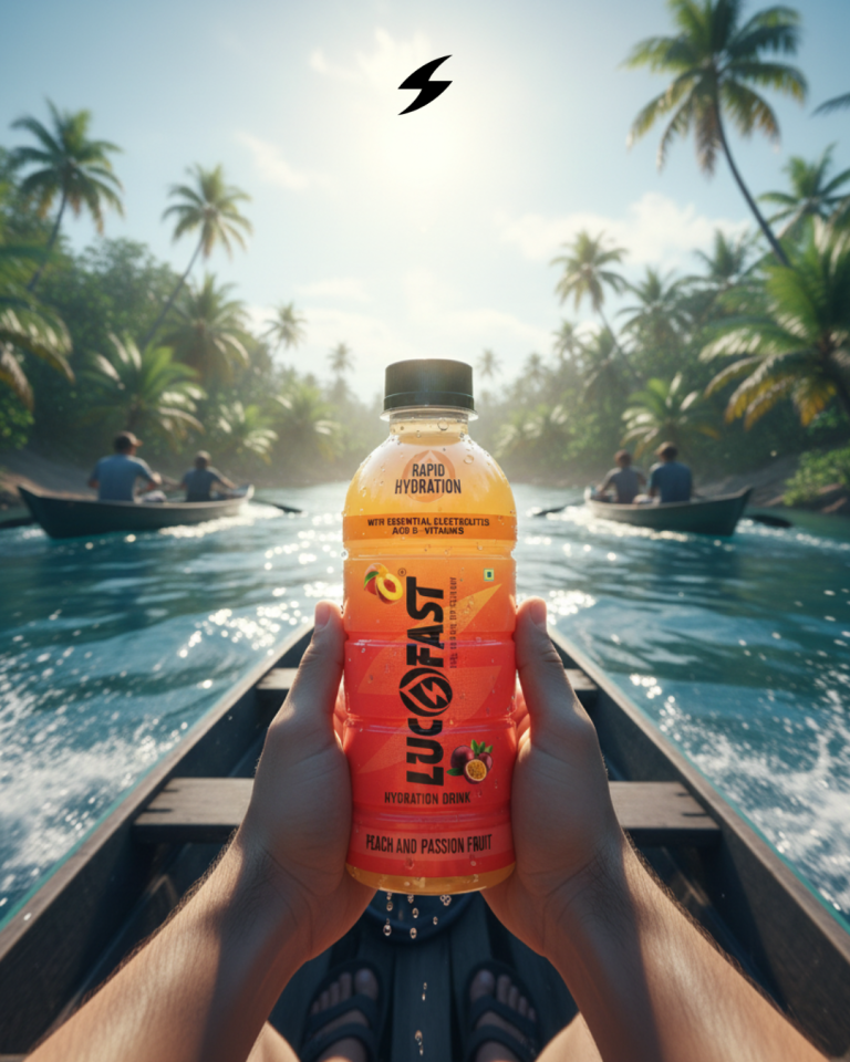 Lucofast Peach and Passion Fruit flavour hydration drink bottle