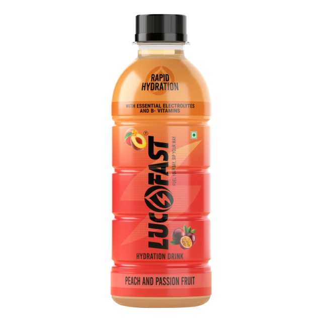 Lucofast Peach & Passion Fruit electrolyte hydration drink bottle