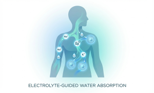 Electrolytes helping faster hydration and fluid absorption inside the human body